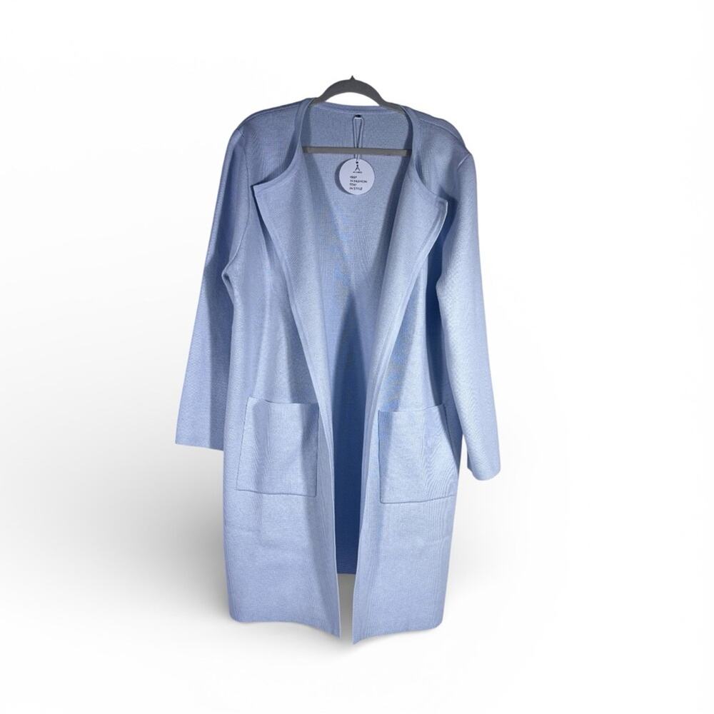 NWT Anrabess Light Blue Open Front Cardigan Jacket Size XXL T1